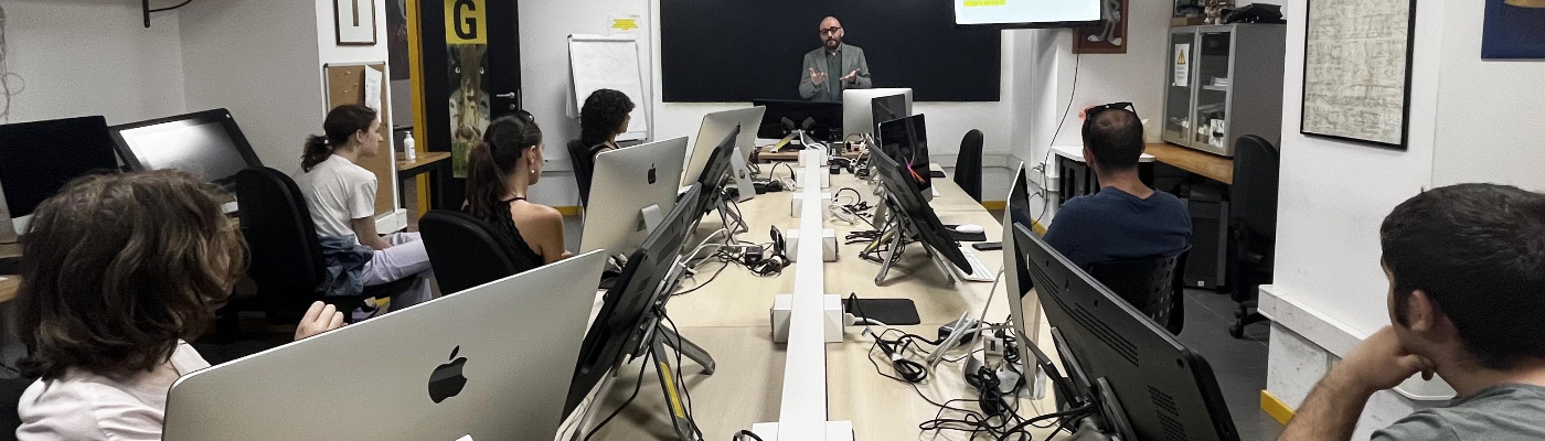 Aula Scuola Comics sede di Roma        corso CARTOON ANIMATION 2D/3D • Formula INTENSIVE